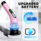 Highyes Electric Spin Scrubber for Cleaning Bathroom: Cordless Power Shower Scrubber - Electric Cleaning Brush for Tile Tub - Pink