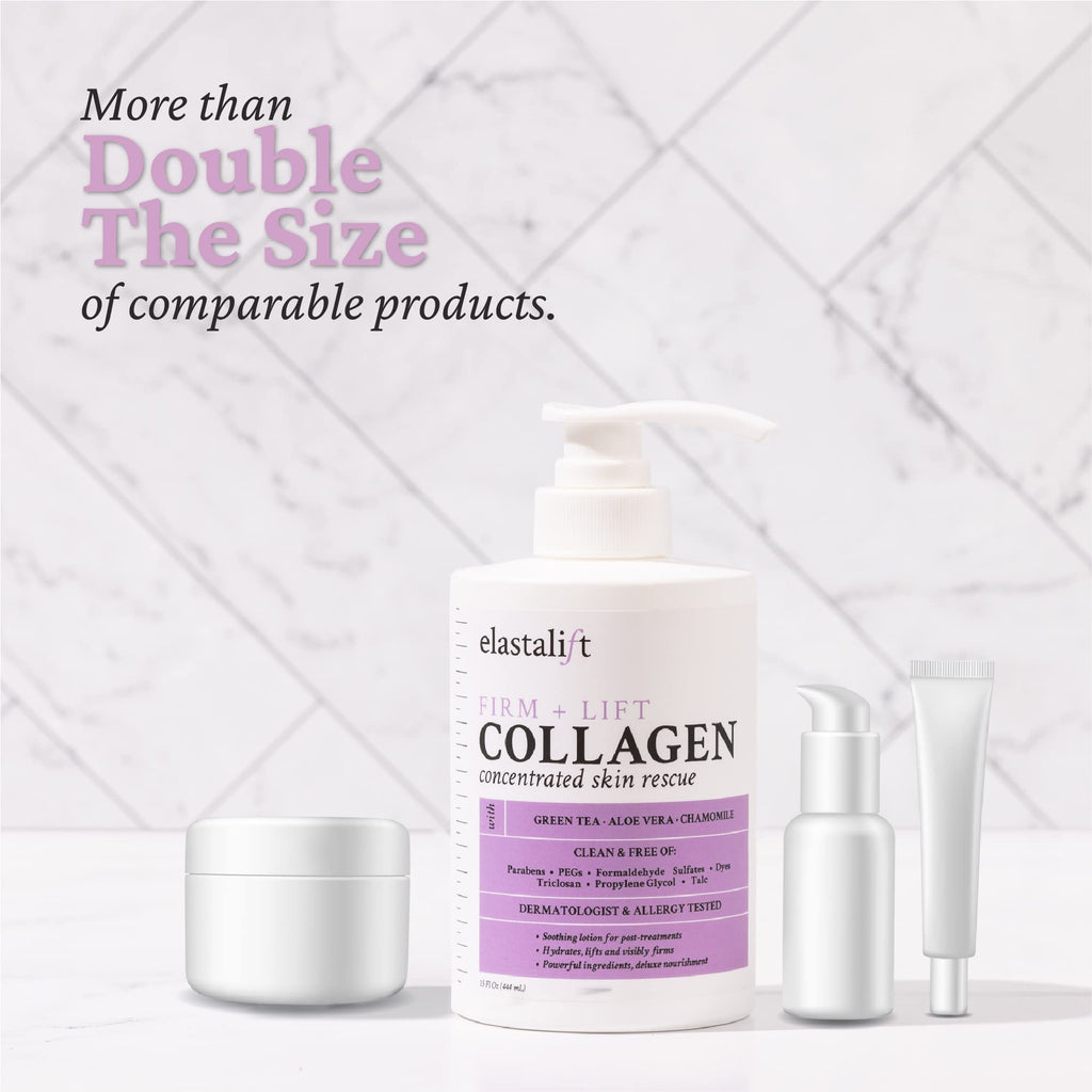 Elastalift Collagen Body Cream + Hyaluronic Acid Lotion Skin Care Set, Anti Aging Face & Body Moisturizer Dry Skin Rescue Creams For Wrinkle Control, Lifting, Firming, & Tightening Skin, 2-Pack