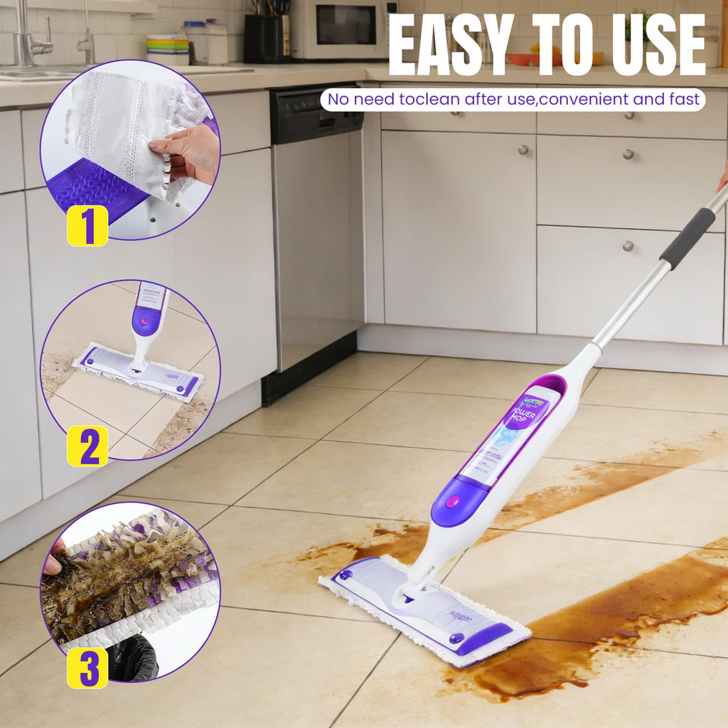 QuikMoprit 40pcs Power Mop Refills Pad, 5X Cleaning Multi-Surface Replacement for Swiffer Power Mop, Wet Pads Refill for Wood Floors & More, Compatible with Swiffer PowerMop Pads & Mopping Refills