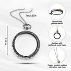 YYHSND 10X Magnifying Glass Necklace Magnifier Necklace Pendant Optical Magnifier with Chain Necklace for Library, Reading, Zooming and Jewelry (Color : Silver)