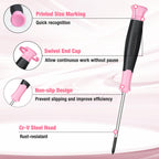 WORKPRO 10-Piece Precision Screwdriver Set with Pink Pouch, Phillips, Slotted, Torx Star, Magnetic Tip Small Screwdriver Repair Kit, for Eyeglass, Watch, Computer, Laptop and Phone - Pink Ribbon