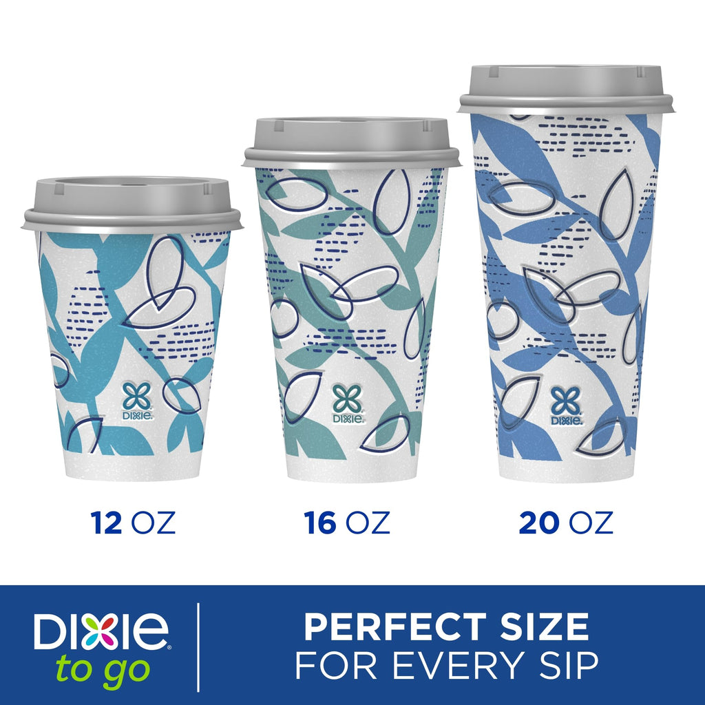 Dixie To Go Disposable Coffee Cups With Lids, 12 oz Paper Cups, 156 Ct