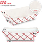 Stock Your Home Paper Food Boats (1000 Pack), 2 lb Disposable Red and White Checkered Trays, Eco Friendly Boats for Concession Food and Condiments
