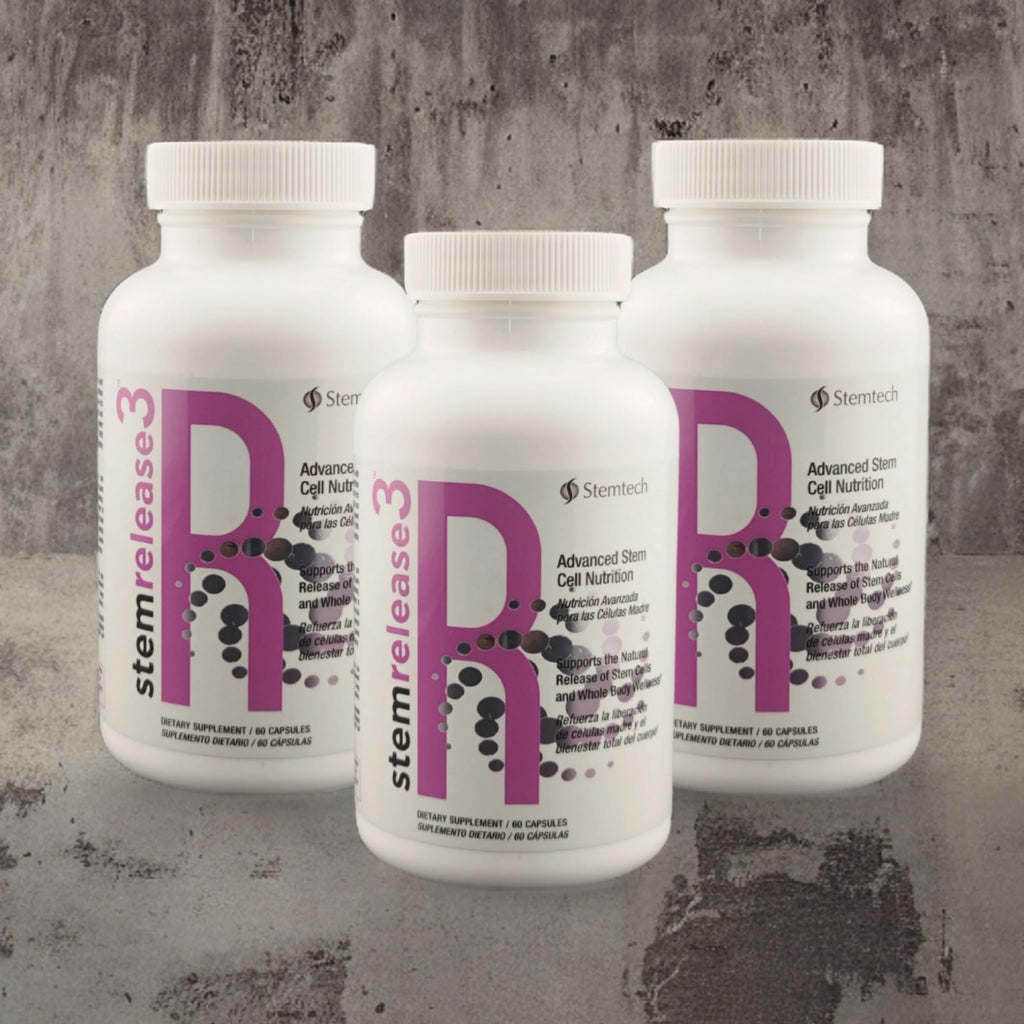 Stemtech Stemrelease3™ Cutting-Edge Stem Cell Nutrition for Natural Renewal and Youthful Vitality, Exclusive Blend for Enhanced Telomere Health 60 Capsules (3 Pack)