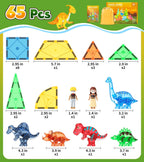 Asago Magnetic Tiles Dinosaurs Magnet Building Blocks Toys for Kids Ages 3-5 4-8 8-12 Creative Animals Educational Stack Tile Construction for Boys Girls Toddlers 5-7 Year Old to STEM Learning