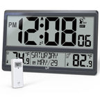 Atomic Clock/Never Needs Setting, Battery Operated, Atomic Wall Clock with Indoor Temperature & Humidity, Wireless Outdoor Sensor, Large Display Digital Calendar Clock for Elderly, Office, Bedroom