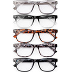 DAMIDEO 5 Pack Blue Light Blocking Oversize Reading Glasses Men Large Head Wide Frame 3.5 Readers Lightweight Eyeglasses
