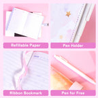 CAGIE Diary with Lock for Girls Age 8-12,Birthday Gifts for 9 10 11 12 Year Old Girls, Tie Dye Design 192 Pages Diary with Pen, 5.7 x 8.5 Inch Journal with Lock for Women Girl,Purple