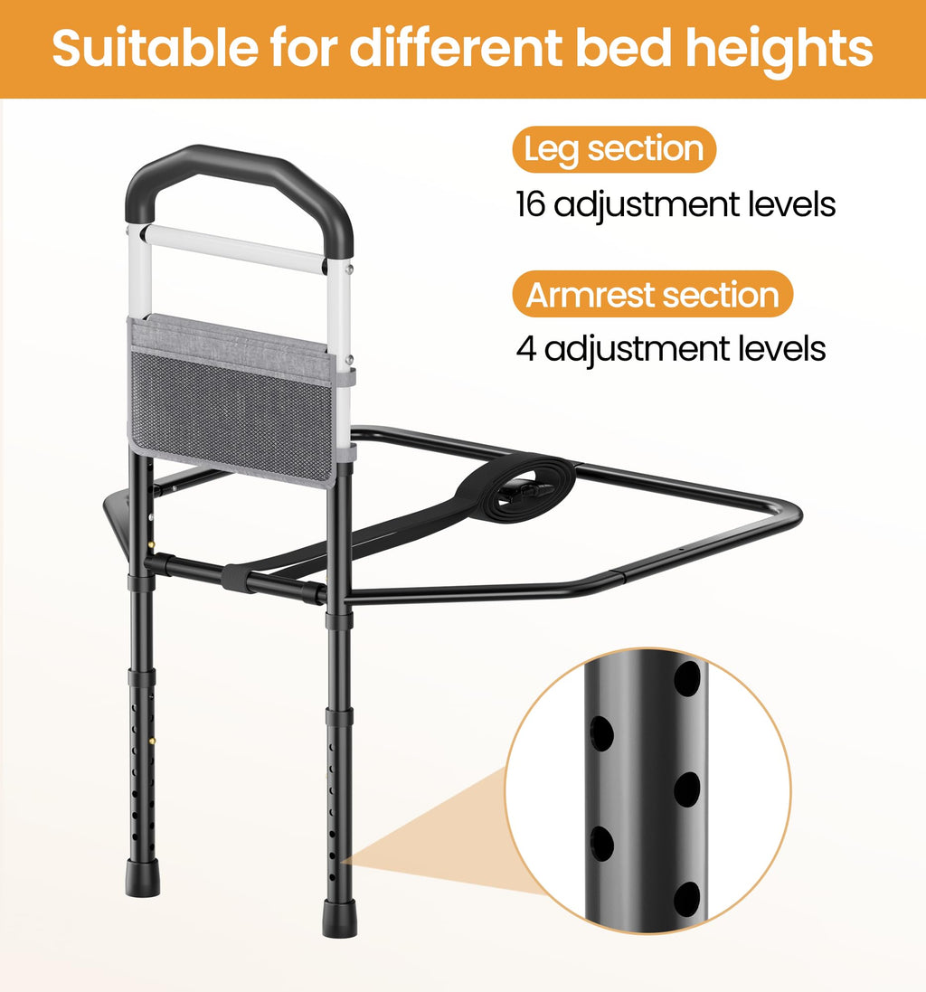 HOMLAND Bed Rail for Elderly Adults - ASTM & SGS Certified 350lbs Support, Tool-Free Setup, Fits Twin to King