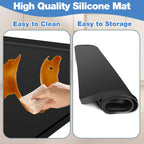 ToLanbbt Mini Fridge Silicone Mat with 4 Base Raisers - 20" x 20" x 0.6" Mini Fridge Drip Tray Under Refrigerator Mat Carpet Floor Protector Leak-Resistant Portable AC Pan for Washing Machine, Black