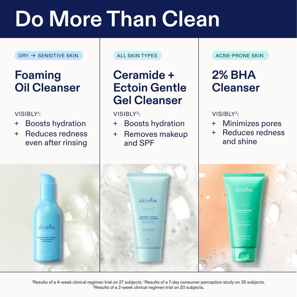 Skinfix Foaming Oil Cleanser for Face - 6 oz - Rich Gel-to-Foam Formula to Hydrate & Soothe Dry, Sensitive Skin - Fragrance Free, Vegan, Cruelty Free