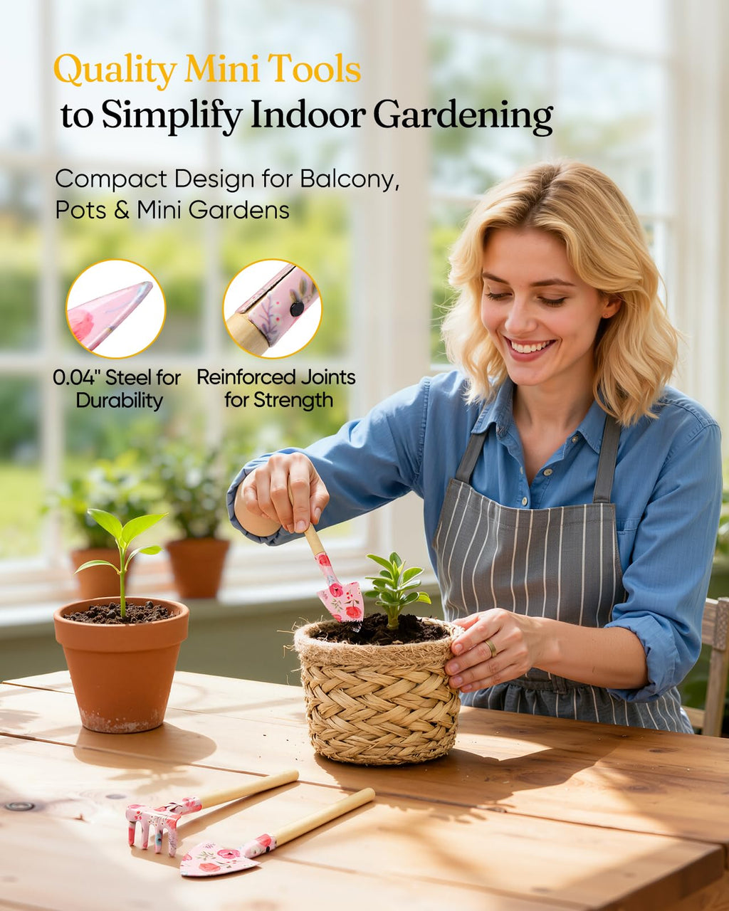 Grenebo 12-Piece Gardening Tool Set, Heavy-Duty Garden Tools for Women