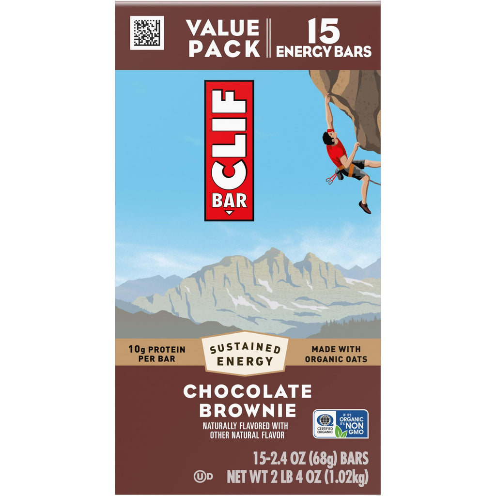 CLIF BAR Protein Energy Bars, Chocolate Brownie, 15ct