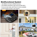 Wireless Alarm System for Home Security Expandable - 6-Piece Kit Include Doorbell, Door Alarm, and Solar Driveway Alarm - Chime/Sensitivity Adjustable NO Wi-Fi NO Monthly Fee With Rechargeable Battery