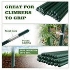 Jollybower 25pcs Steel Plant Stakes 4.8 Feet,Sturdy Plant Sticks, Plastic Coated Metal Garden Stakes Supports Climbing for Tomato, Bean, Flowers, Tree Potted