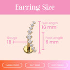 Cords Club Crystal Ear Climber Flat Back Stud- Hypoallergenic Earring