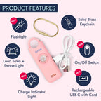 She’s Birdie 3.0 New Version – The Original Personal Safety Alarm for Women by Women–Loud Siren, Flash Light and Rechargeable Battery in a Variety of Colors (Blossom Pink)