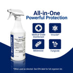 BenzaRid Pro Mold Killer Fungicide Disinfectant including Aspergillus Niger (Black Mold) H5N1 Pack | Multi-Purpose Fungicide, Mildewstat, Disinfectant, Virucide | EPA Reg. 1 Gal + 32 oz.