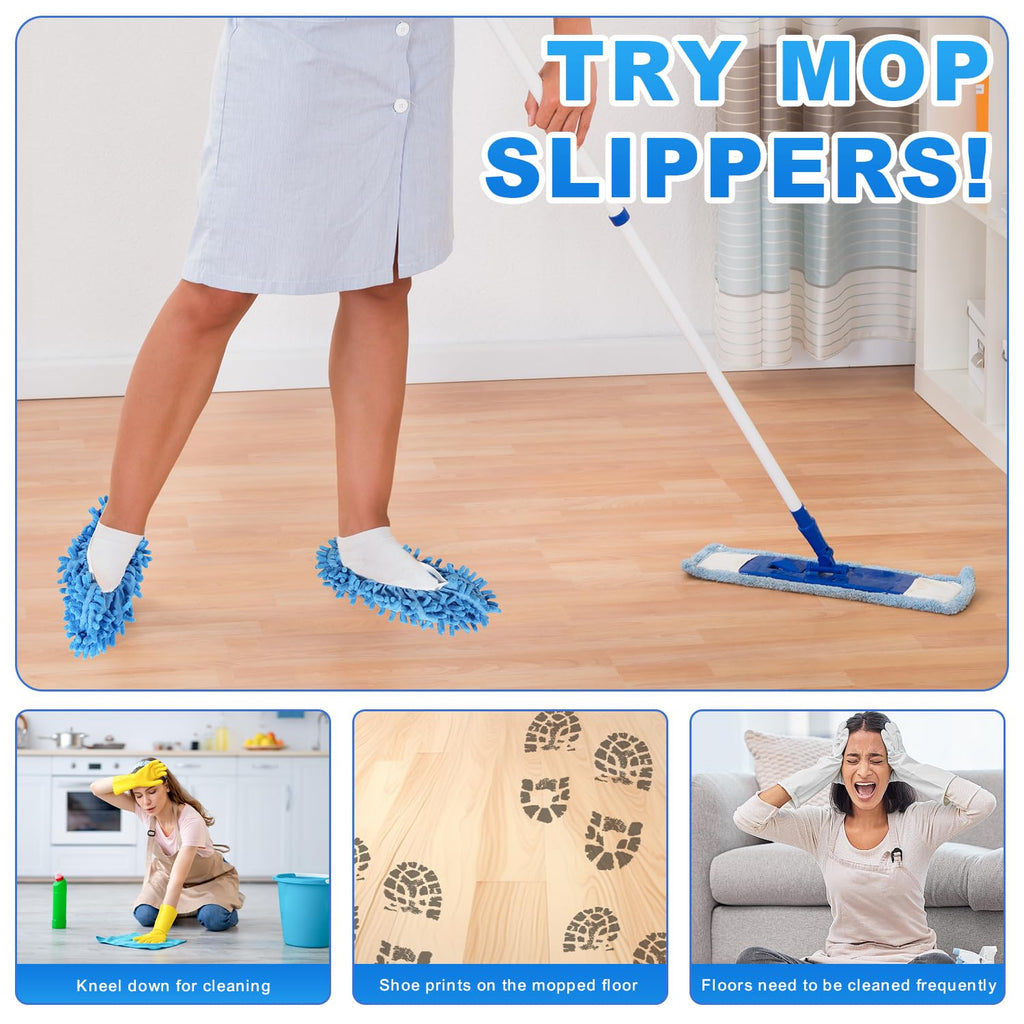Vowanop Mop Slippers Shoes 10 Pairs (20 Pieces) - Microfiber Cleaning House Mop Slippers, Floor Cleaning Tools Shoe Cover, Soft Machine Washable Reusable Microfiber Foot Socks for House Kitchen Office