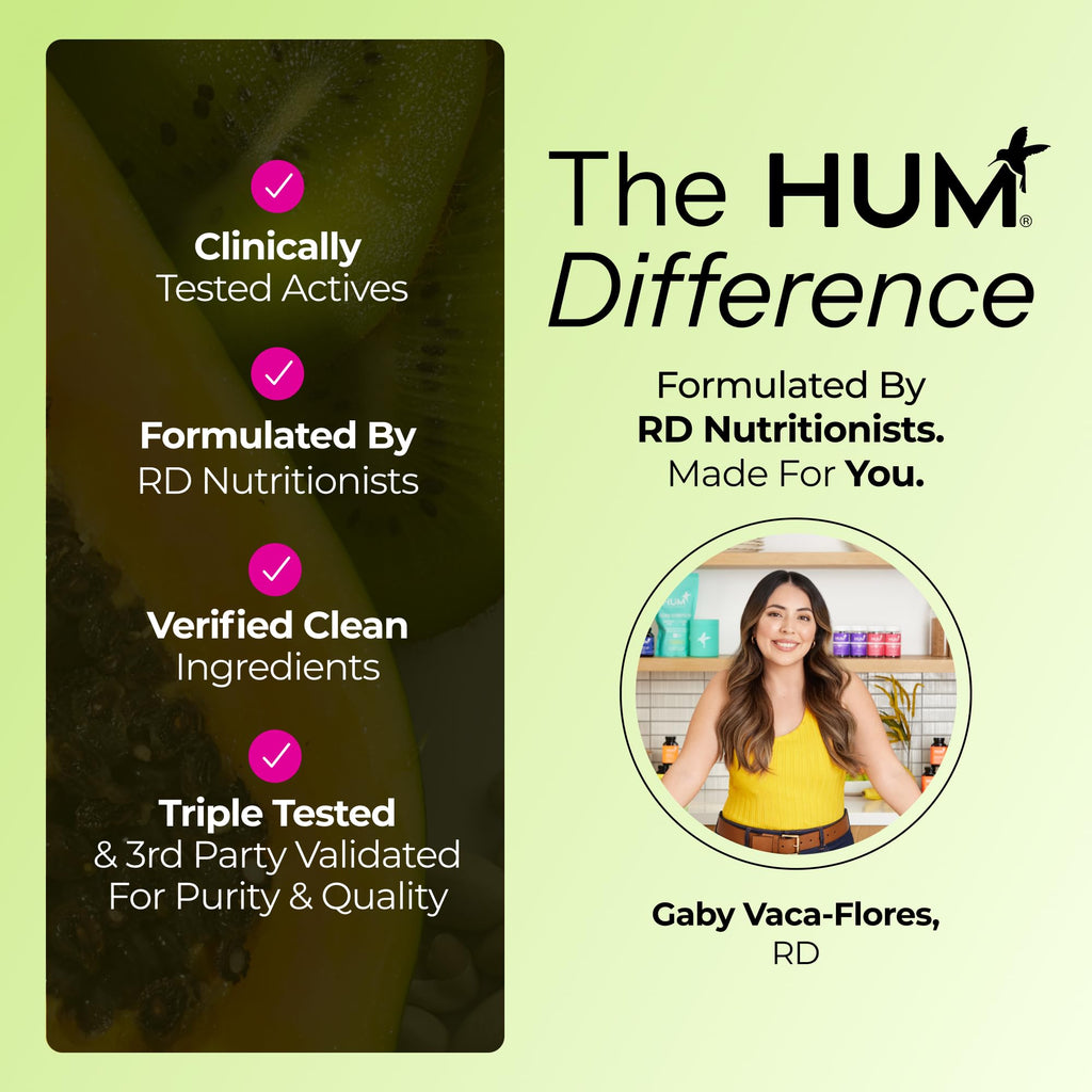 HUM Flatter Me Fiber Supplement for Women & Men, Prebiotics & Digestive Enzymes to Support Weight & Bloating, Digestive & Gut Health, Fiber Powder Drink Mix, Strawberry Lemon - 10 Servings