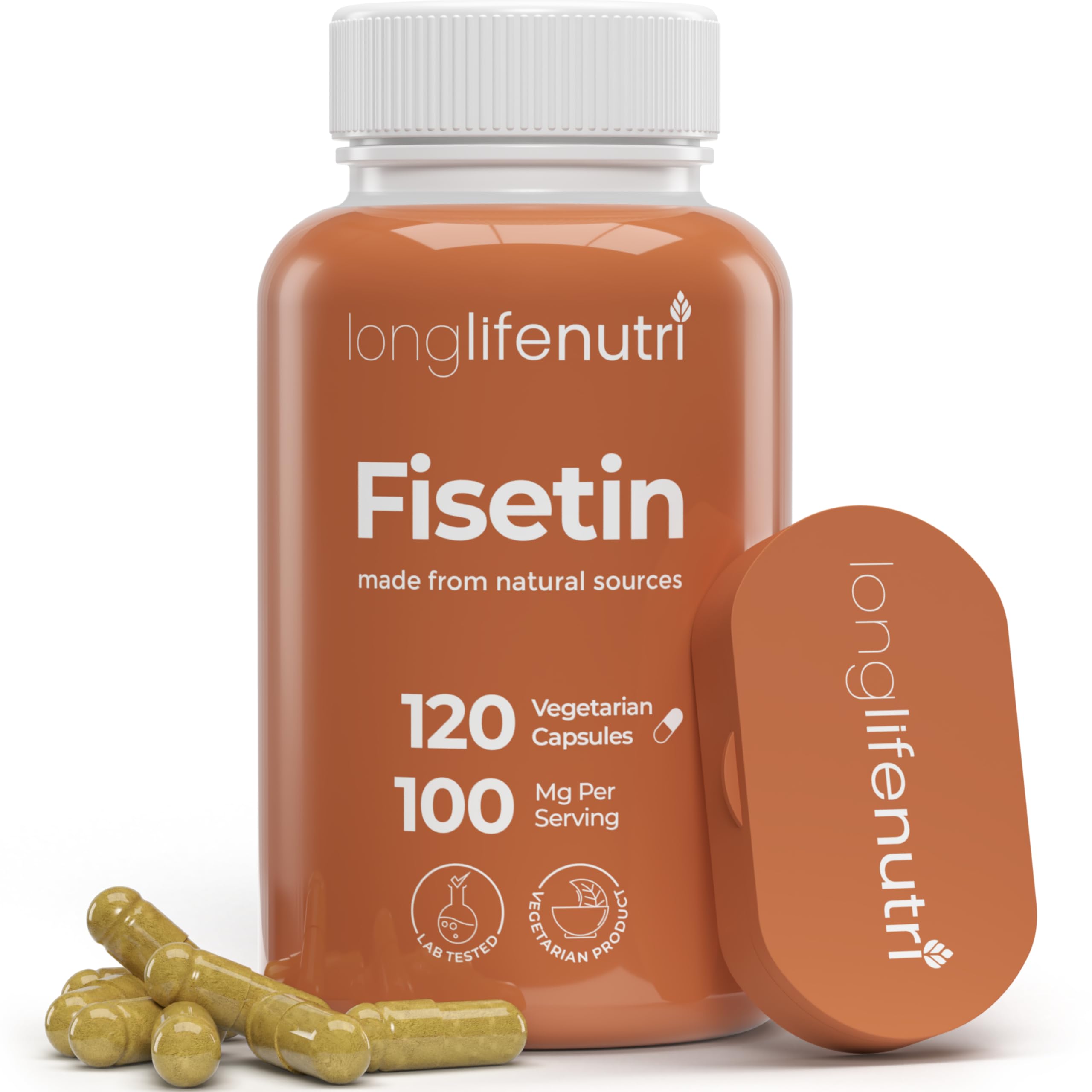 Fisetin 100mg - from Rhus Succedanea Stem Extract, 120 Vegetarian Capsules, Senolytic Supplement for Aging & Longevity, 4-Month Supply, Organic, GMP Certified, Made in USA