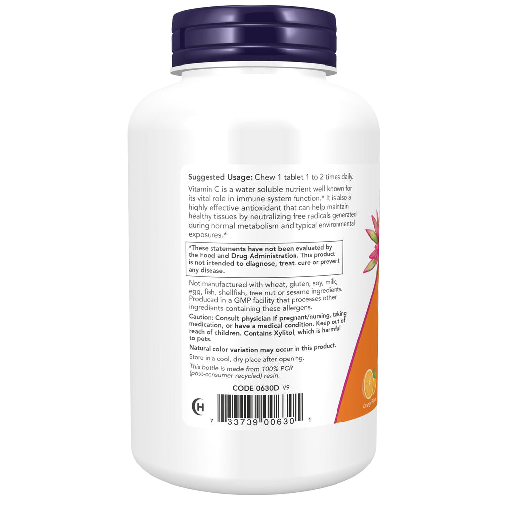NOW Supplements, Vitamin C-500, Antioxidant Protection*, Orange Juice Flavor, 100 Chewable Lozenges (Pack of 2)
