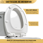 Bath Royale Slow Close Toilet Seat BR501-00 White Elongated, Stain-Resistant and Easy to Keep Clean, Heavy Duty Fits All Toilet Brands, Executive Series