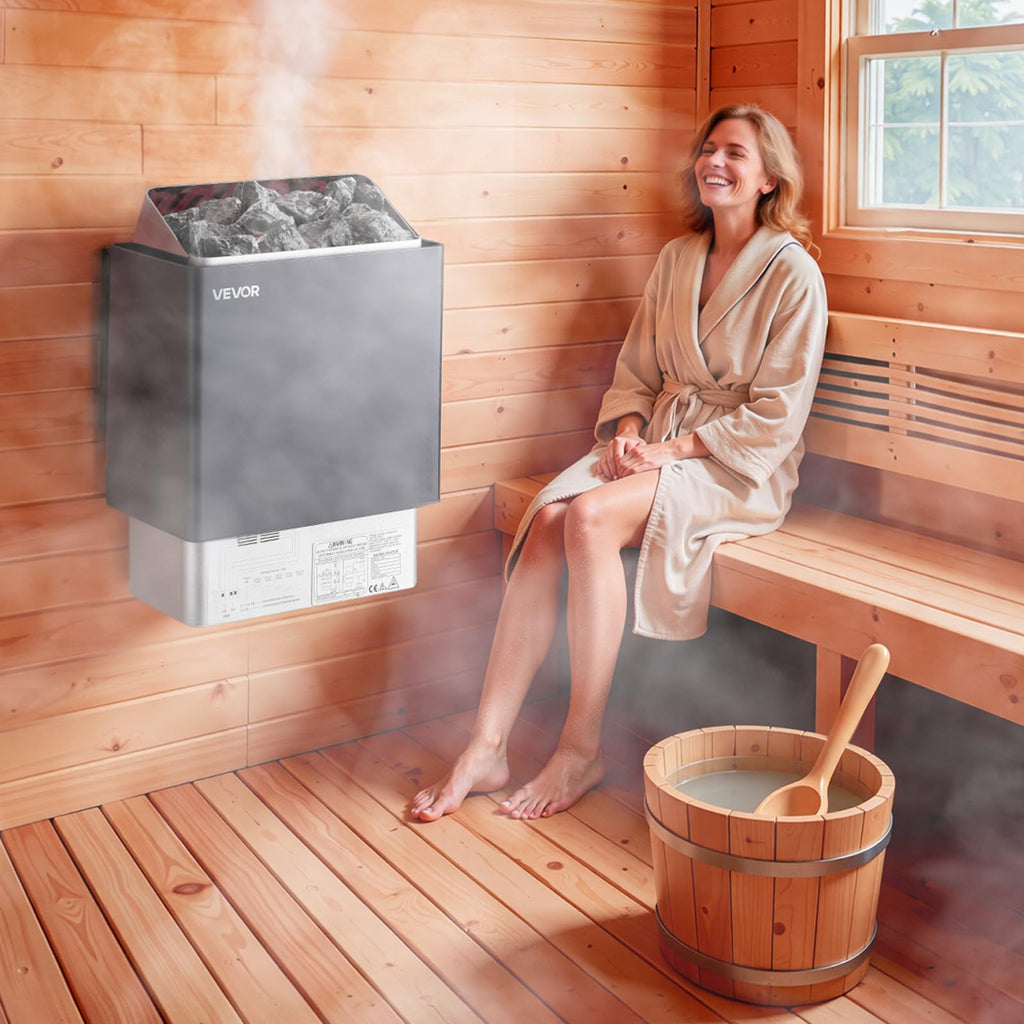 VEVOR Sauna Heater, 9KW 220V Electric Sauna Stove, Steam Bath Sauna Heater with External Digital Controller, 3h Timer & Adjustable Temp for Max. 317-459 Cubic Feet, Home Hotel Spa Shower FCC Certify