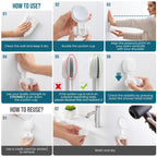 TAILI Shower Head Holder Suction Cup, Handheld Shower Head Bracket, Height Angle Adjustable,Bathroom Showerhead Holder No Drilling Removable Waterproof, White