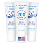 BERGMAN KELLY - Travel Size Lotion - 1 fl oz, 200 PK, White Tea - Delight Your Guests with Invigorating and Refreshing Body Lotion - Quality Mini and Small Size Guest Hotel Toiletries in Bulk