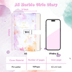 CAGIE Diary with Lock for Girls Age 8-12,Birthday Gifts for 9 10 11 12 Year Old Girls, Tie Dye Design 192 Pages Diary with Pen, 5.7 x 8.5 Inch Journal with Lock for Women Girl,Purple