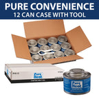 Pure Heat 6-Hour Chafing Fuel Cans (12 Pack) - Resealable Burner Fuel - Food Warmer Cans for Chafing Dishes - Canned Heat Perfect for Catering, Buffet, or Camping