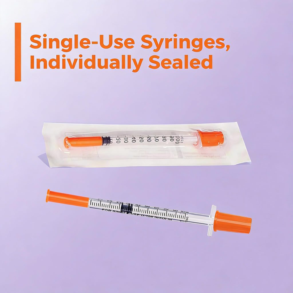 1ml/cc 30G 1/2" Syringe, Laboratory Syringes, Pack of 100