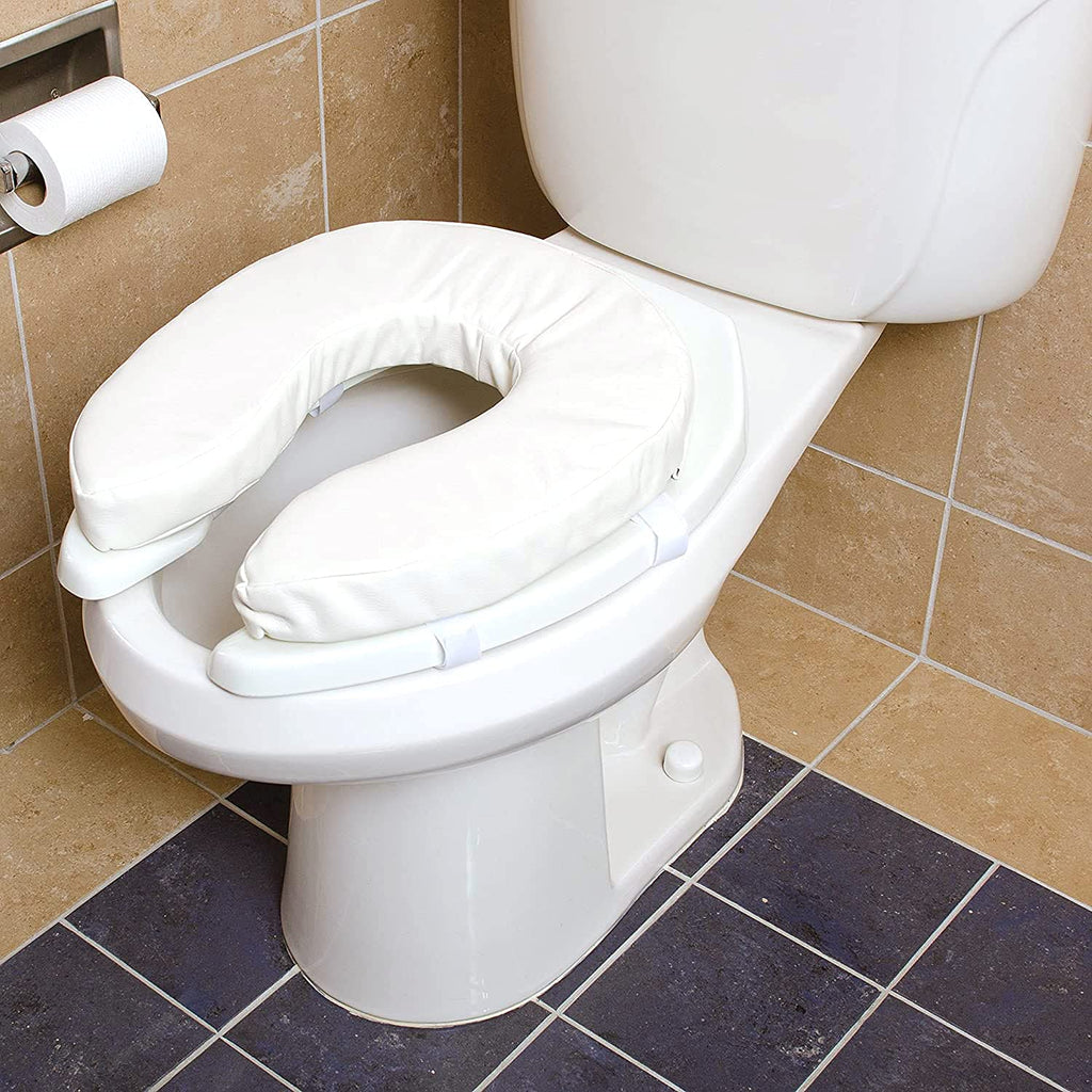 DMI Raised Toilet Seat Cushion and Cover to Add Extra Padding the while Relieving Pressure, Tear Resistant, FSA & HSA Eligible, 2 Inch Pad, White