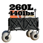 WONDERCAMEL Beach Wagon with 13'' Balloon Wheel, 260L Large Capacity, Compact Folding Design, Collapsible Cart with Big Wheels for Sand, Pump Included