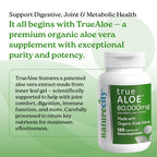 NatureCity True-Aloe Gut Health Support – 80,000mg Aloe Vera Gel Equivalent Per Serving – Organic Aloe Vera (120 Capsules) for Digestive, Skin & Joint Support | Small Easy-to-Swallow Pills