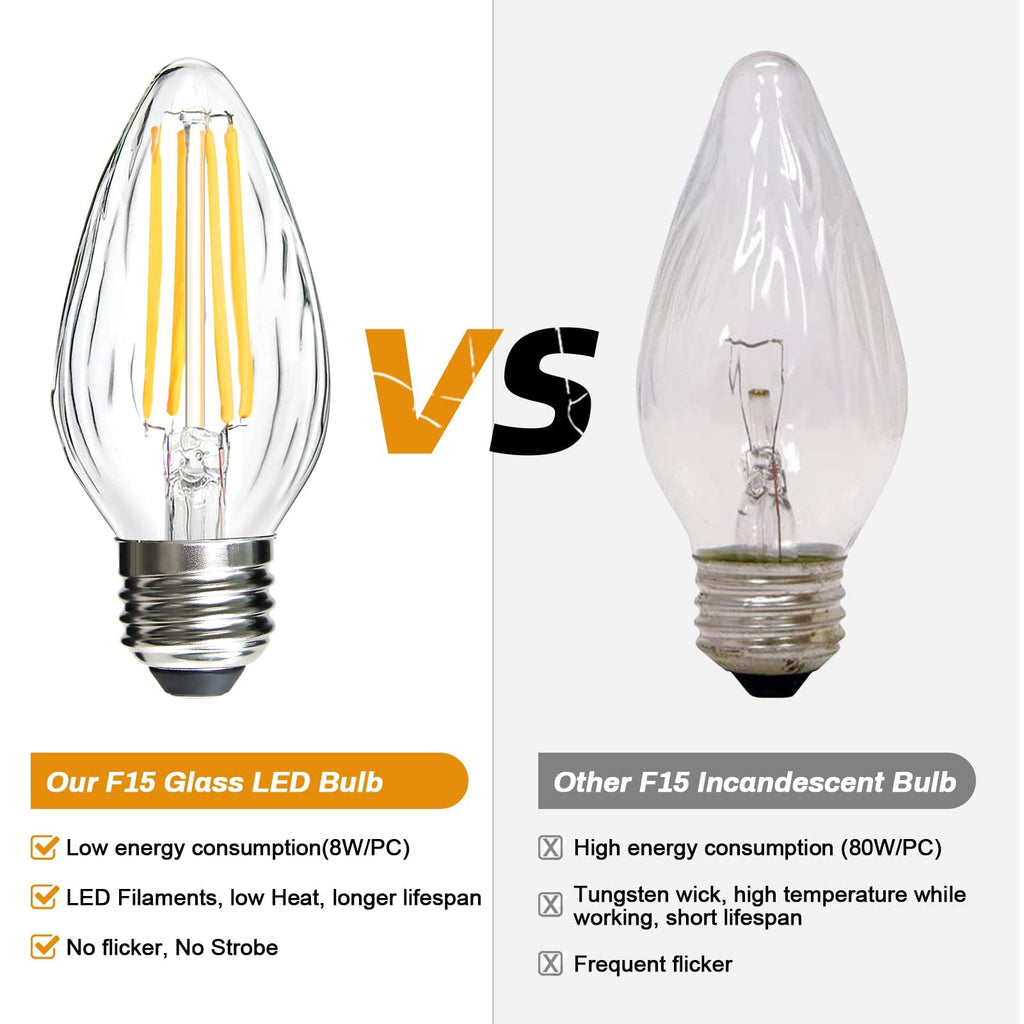 BRIMAX F15 8W Led Porch Light Bulb Outdoor,E26 Medium Base LED Post Bulb 75W-80W Equivalent,Dimmable 2700K Warm White with Wrinkle Glass,for Ceiling Fan and Lantern Lamp,4 Pack