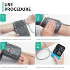 Blood Pressure Monitor Upper Arm Monitors for Home Use BP Machine with 2x120 Reading Memory Adjustable Arm Cuff 8.7"-15.7" Large Display with LED Background Light Storage Bag Light Blue
