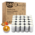 Hypmis Unscented Palm Wax Tea Lights Candles 240 Pack - 4 Hour Clean Burn
