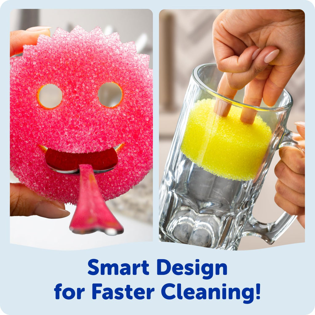 Scrub Daddy 4 Scrub Daddy Sponges & 4 Scrub Mommy Kitchen Sponges - Scratch-Free for Dishes & Multipurpose Cleaning - BPA Free & Made with Polymer Foam - Stain & Odor Resistant (8 Pack)