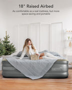 iDOO Air Mattress Queen with Built in Pump, Inflatable Mattress Queen Size, 18" Raised Blow up Mattress for Camping, Guests, Portable & Waterproof Air Bed, Colchon Inflable