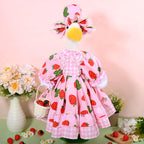 Strawberry Porch Goose Outfits Summer Lolita Goose Outfit Cute Lawn Goose Clothes with Hat Basket Strawberry Geese Accessories Fits 23" Cement Plastic Goose Statue for Outdoor Garden Yard Patio Decor