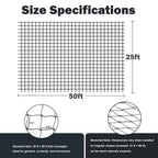 Jollybower Bird Netting 25'x50' Heavy Duty Nylon, 3/4" Square Mesh Poultry Chicken Coop Netting, Garden Netting for Fruit Trees Plants Against Hawks Wild Animals