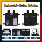 supregear Walker Side Bag, Multi Pocket Storage Pouch for Folding Walker, Water Resistant Lightweight Hand Free Carrier Tote, Universal Size Seniors Caddy Attachment