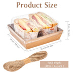 ZORRITA 50 Pack 5 Inch Paper Charcuterie Boxes with Clear Lids, Square To Go Cake Slice Containers Small Kraft Bakery Boxes for Dessert, Cookies, Sandwich, Strawberries (Brown)