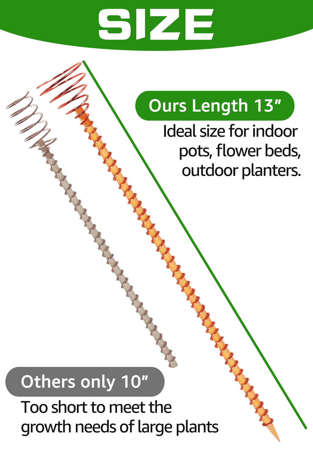 6 Pack 15" Electroculture Copper Gardening Antenna, Electroculture Plant Stakes, Copper Wire for Garden Stakes, Tensor Rings Coppers, Electro Coil Support Rods Kit Growing Vegetable Flowers