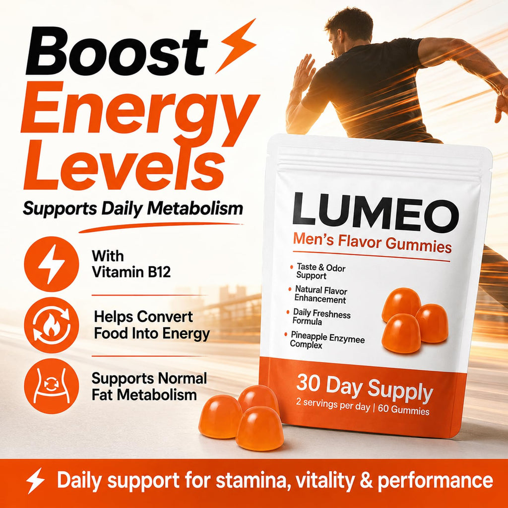 KWEZTY Lumeo Men’S Flavor Gummies, Lumeo Gummies, with Bromelain, Vitamin C, Enhances Taste & Scent Naturally, Energy & Vitality Support, Non-GMO, Gluten-Free, 60 Gummies