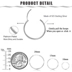 Sllaiss 3 Pairs 925 Sterling Silver Small Hoop Earrings For Women Men Round Endless Hoop Earrings Set Lightweight 10MM 15MM 20MM (Set 1：10MM 15MM 20MM)
