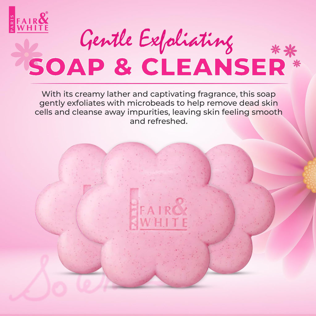 Fair & White So White Skin Brightening Soap - 200g / 7 oz - Exfoliating Soap, Helps to Reduce Blemishes on: Body, Knees, Underarms, Armpit