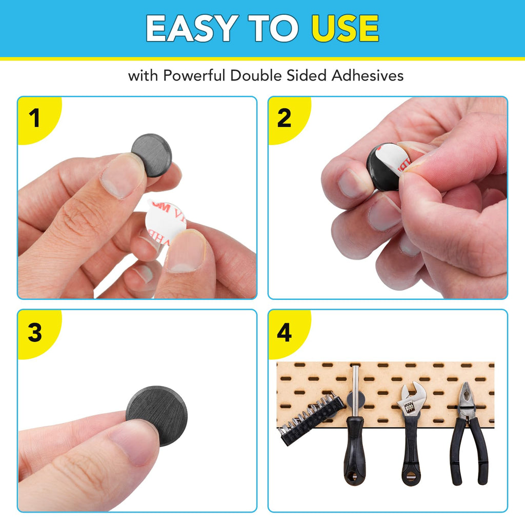 TRYMAG Ceramic Magnets for Crafts, Small Round Disc Crafts Magnets with Adhesive Backing 18mm (.709 inch), Flat Circle Ferrite Industrial Magnets for Crafts, DIY, Science, Hobbies, Project - 200 PCS